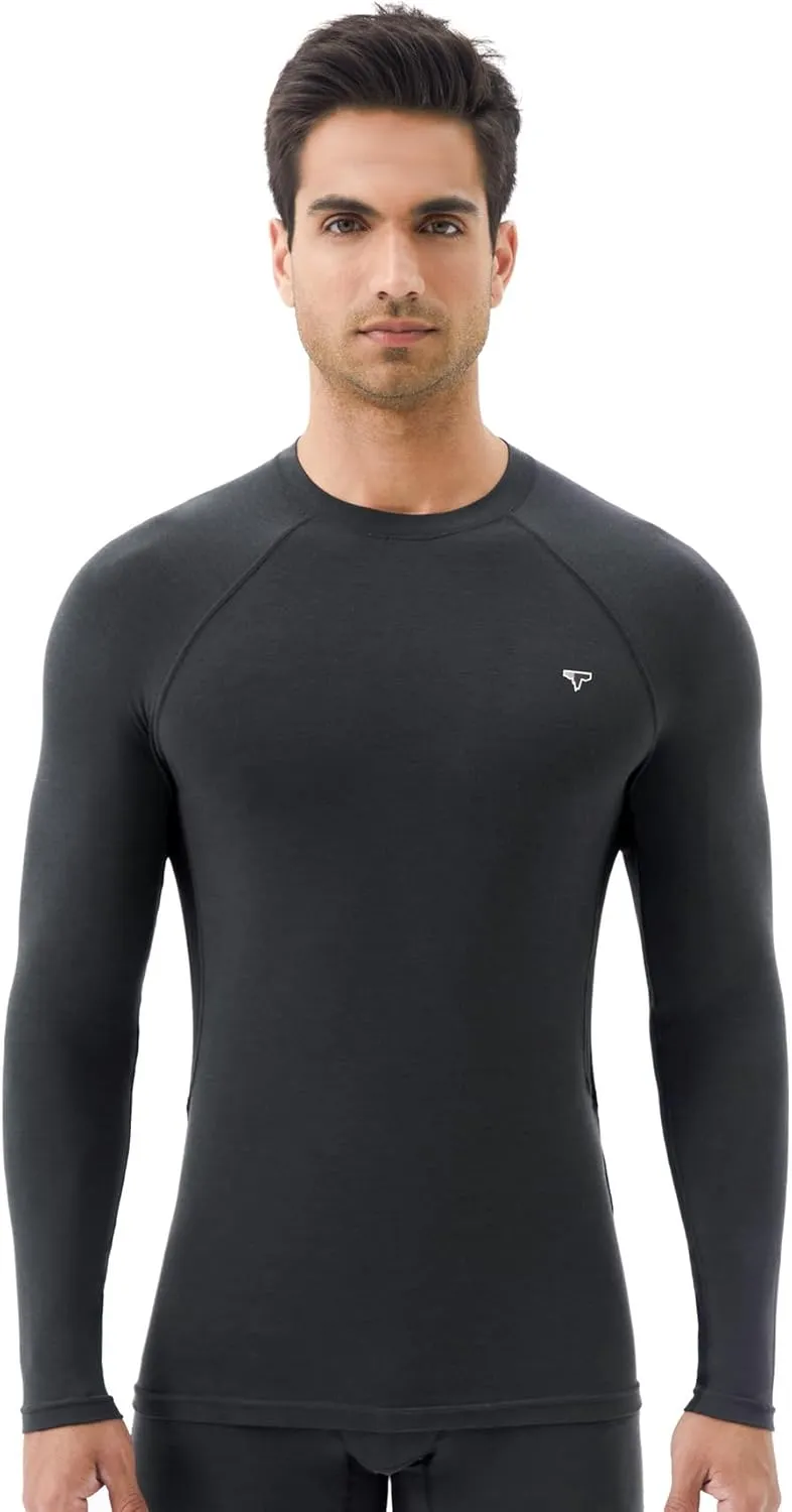 Mens Smart Thermal Base Layer - Long Sleeve Shirt with Temperature Regulation for Athletic, Hiking, Running