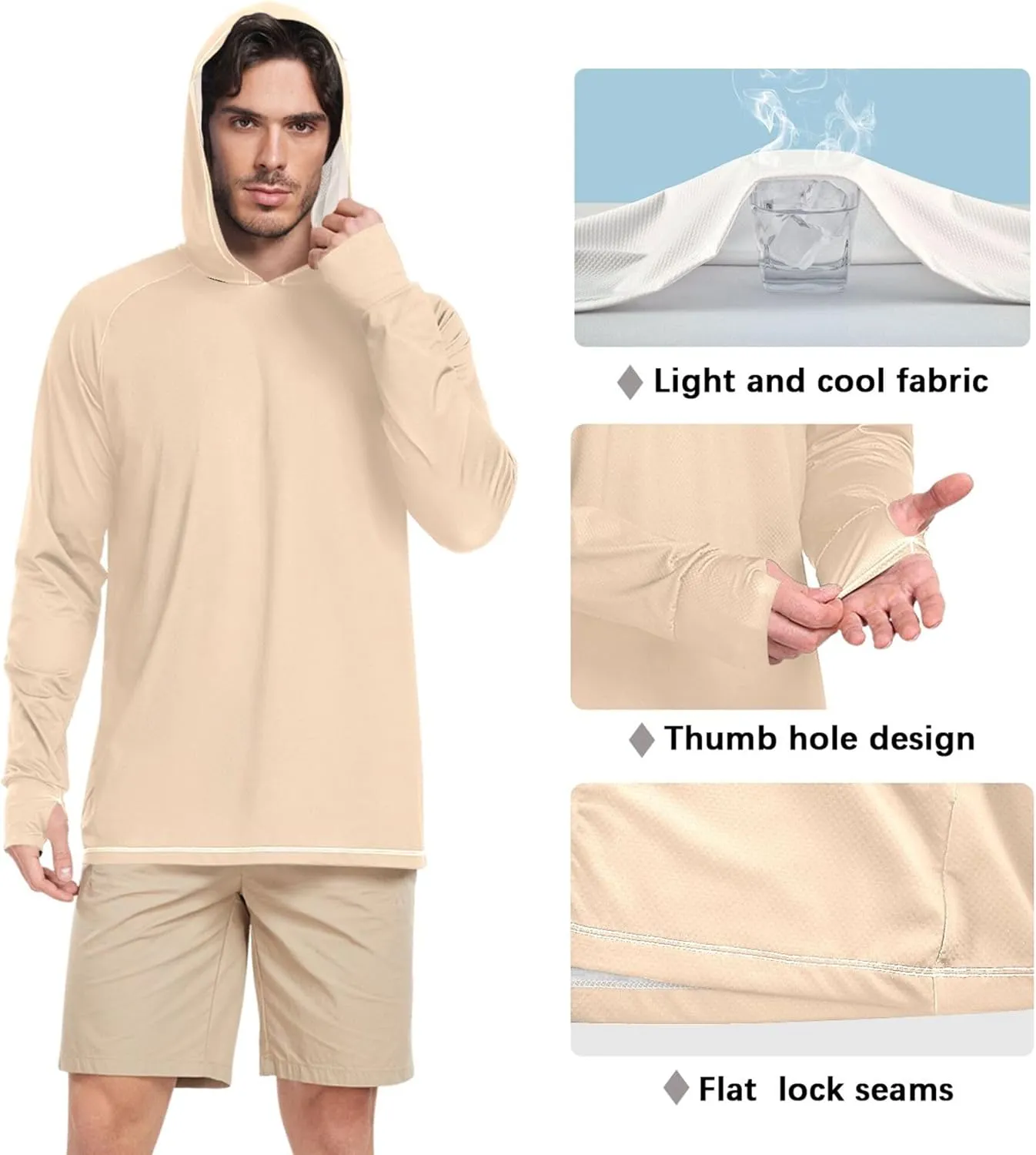 Mens Sun Protection Hoodie Long Sleeve Fishing Shirt UPF 50  Quick-Dry Rash Guard Men UV Sailing Shirts