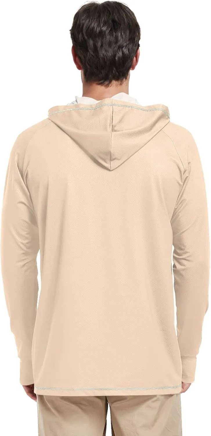 Mens Sun Protection Hoodie Long Sleeve Fishing Shirt UPF 50  Quick-Dry Rash Guard Men UV Sailing Shirts