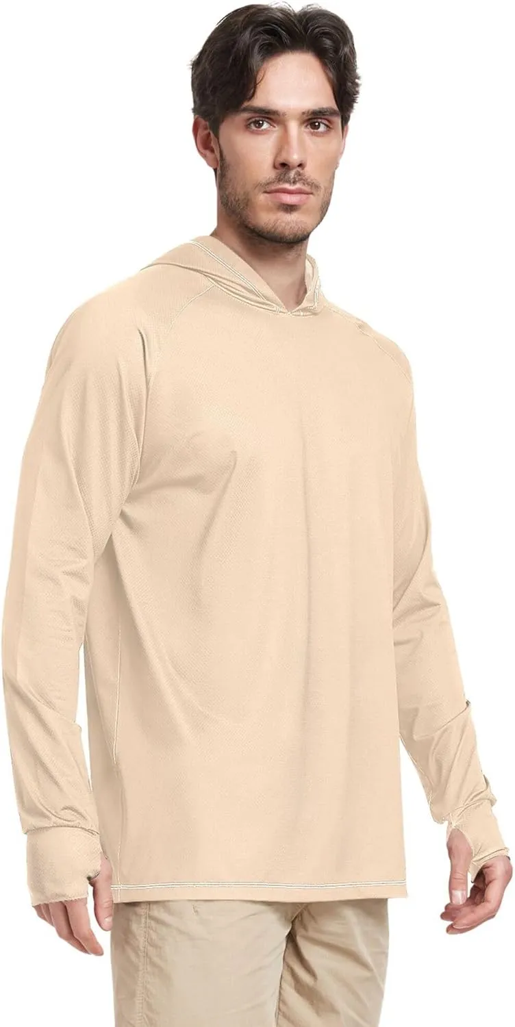 Mens Sun Protection Hoodie Long Sleeve Fishing Shirt UPF 50  Quick-Dry Rash Guard Men UV Sailing Shirts