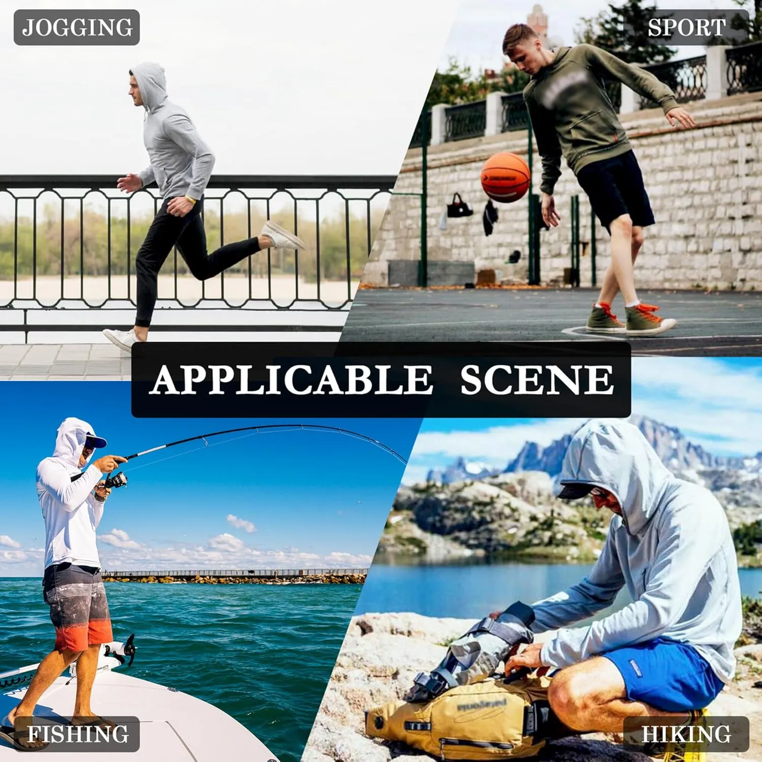 Mens Sun Protection Hoodie Long Sleeve Fishing Shirt UPF 50  Quick-Dry Rash Guard Men UV Sailing Shirts