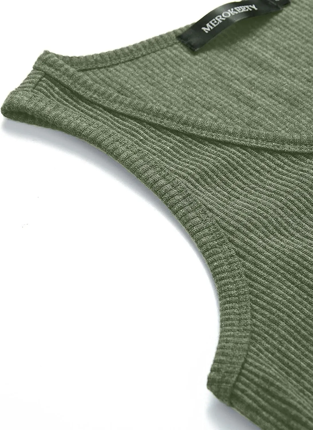 MEROKEETY Women's V Neck Tank Tops Summer Sleeveless Ribbed Button Casual Henley Shirts