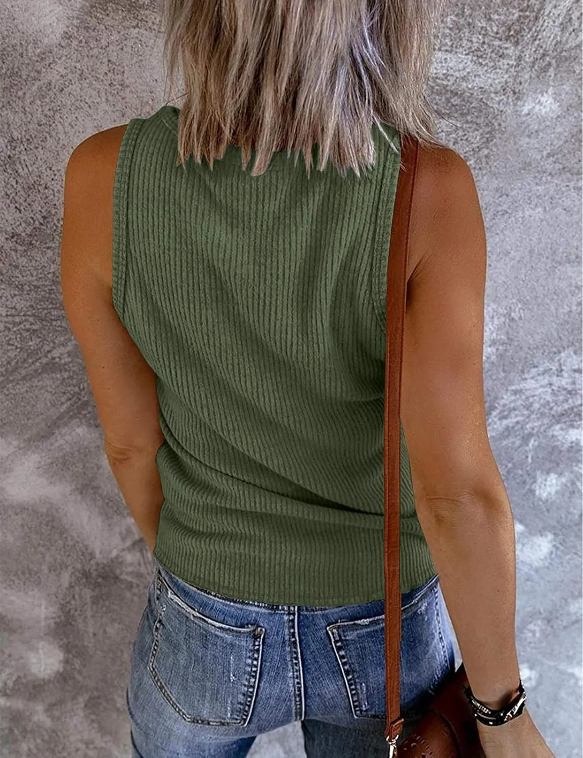 MEROKEETY Women's V Neck Tank Tops Summer Sleeveless Ribbed Button Casual Henley Shirts