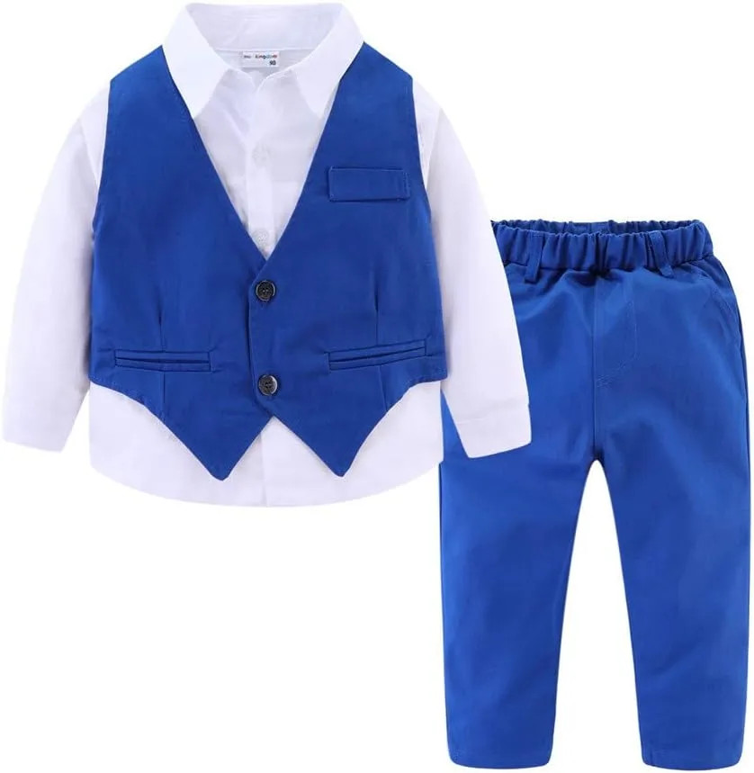 Mud Kingdom Boys Suits for Weddings White Shirts, Vests and Pants Clothes Sets