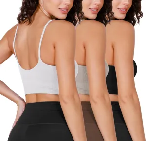 ODODOS Seamless Sports Bra for Women Ribbed Camisoles Non Padding Yoga Bra Crop Tank Tops