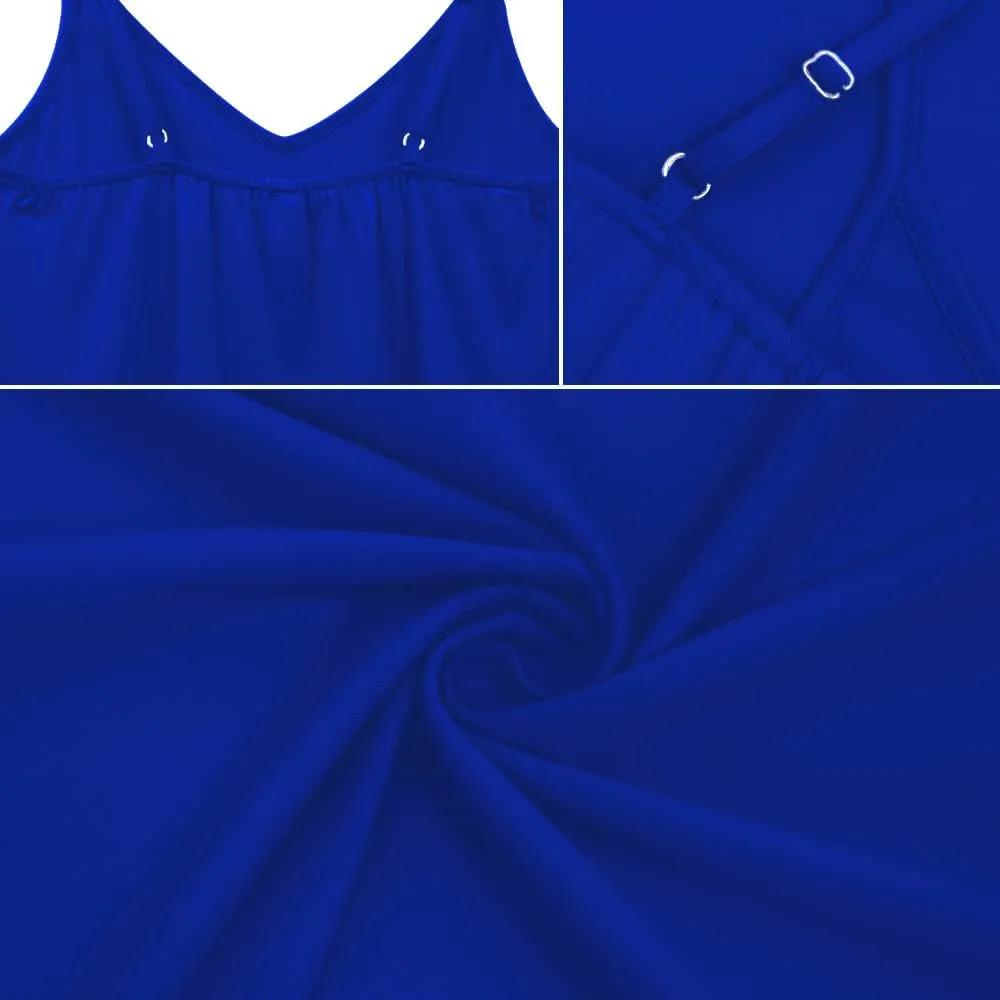 OMSJ Women's Spaghetti Strap Tank Tops V Neck Sleeveless Summer Loose Fit Shirts