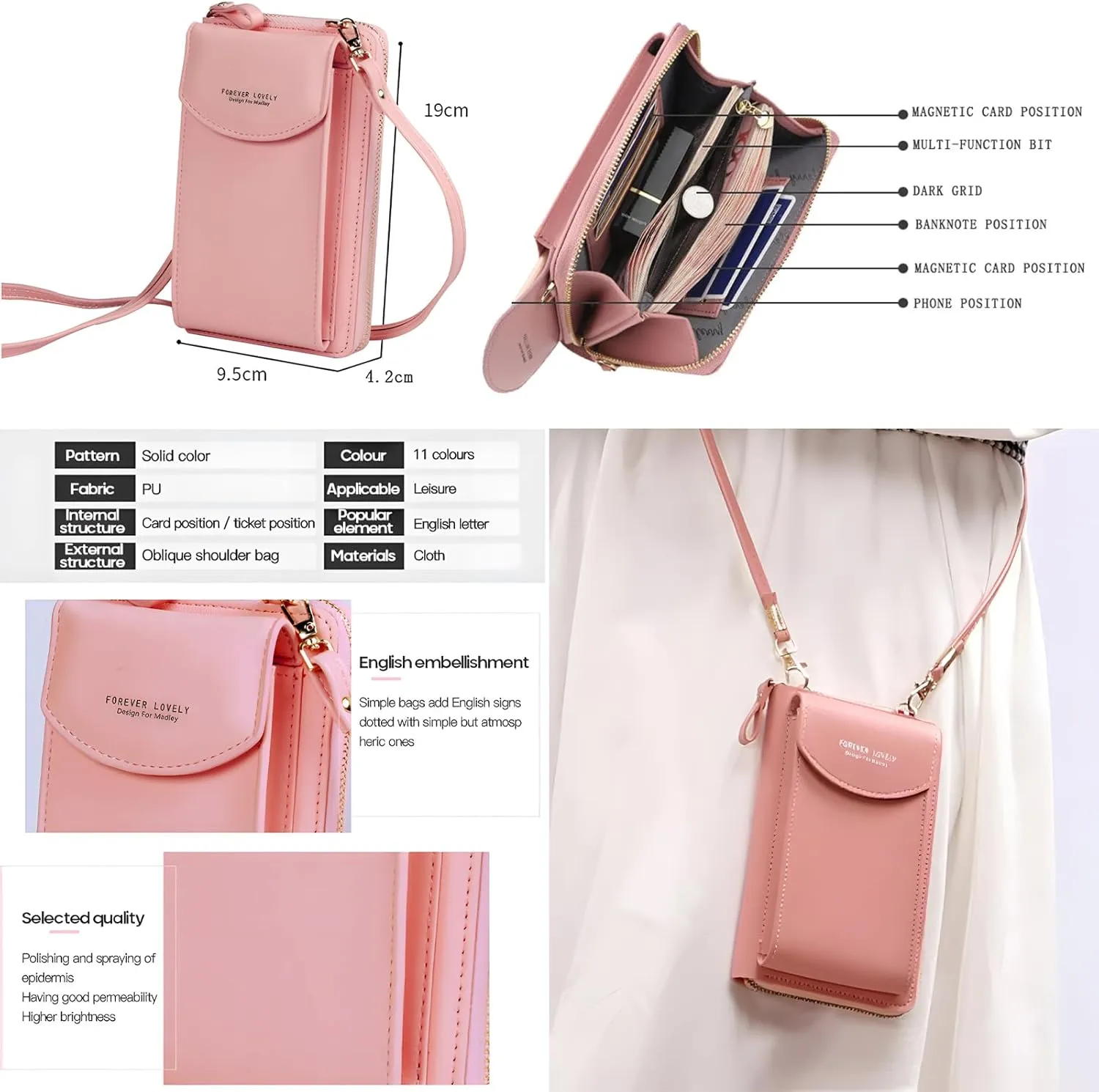 Original Clutch Wallet, PU Leather Crossbody Cell Phone Bag for Women Wallet Purse, High Original Capacity Clutch Wallet