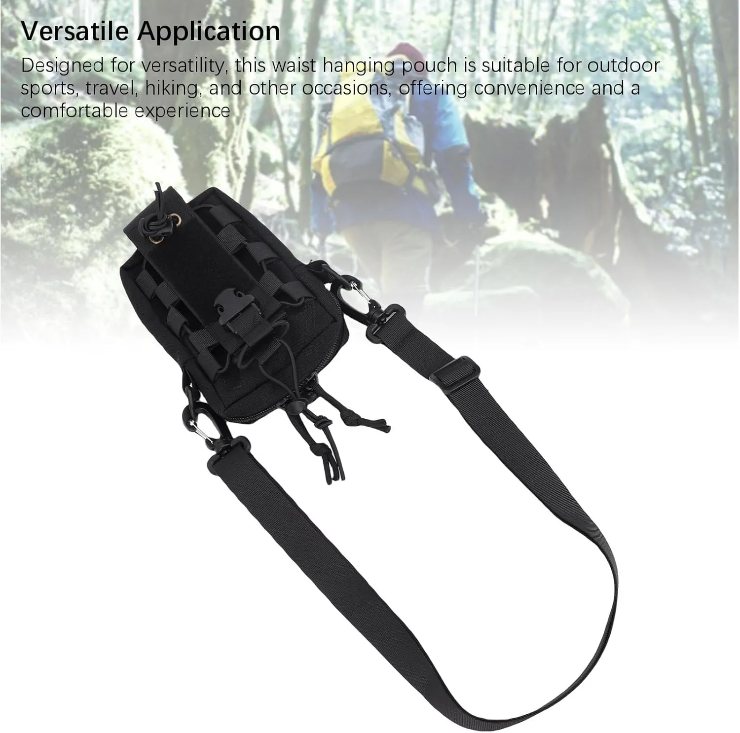 Outdoor Phone Waist Bag Water Bottle Holder Adjustable Buckle Nylon Elastic Hanging Pouch for Travel Hiking Sports with Detachable Design Lightweight Durability