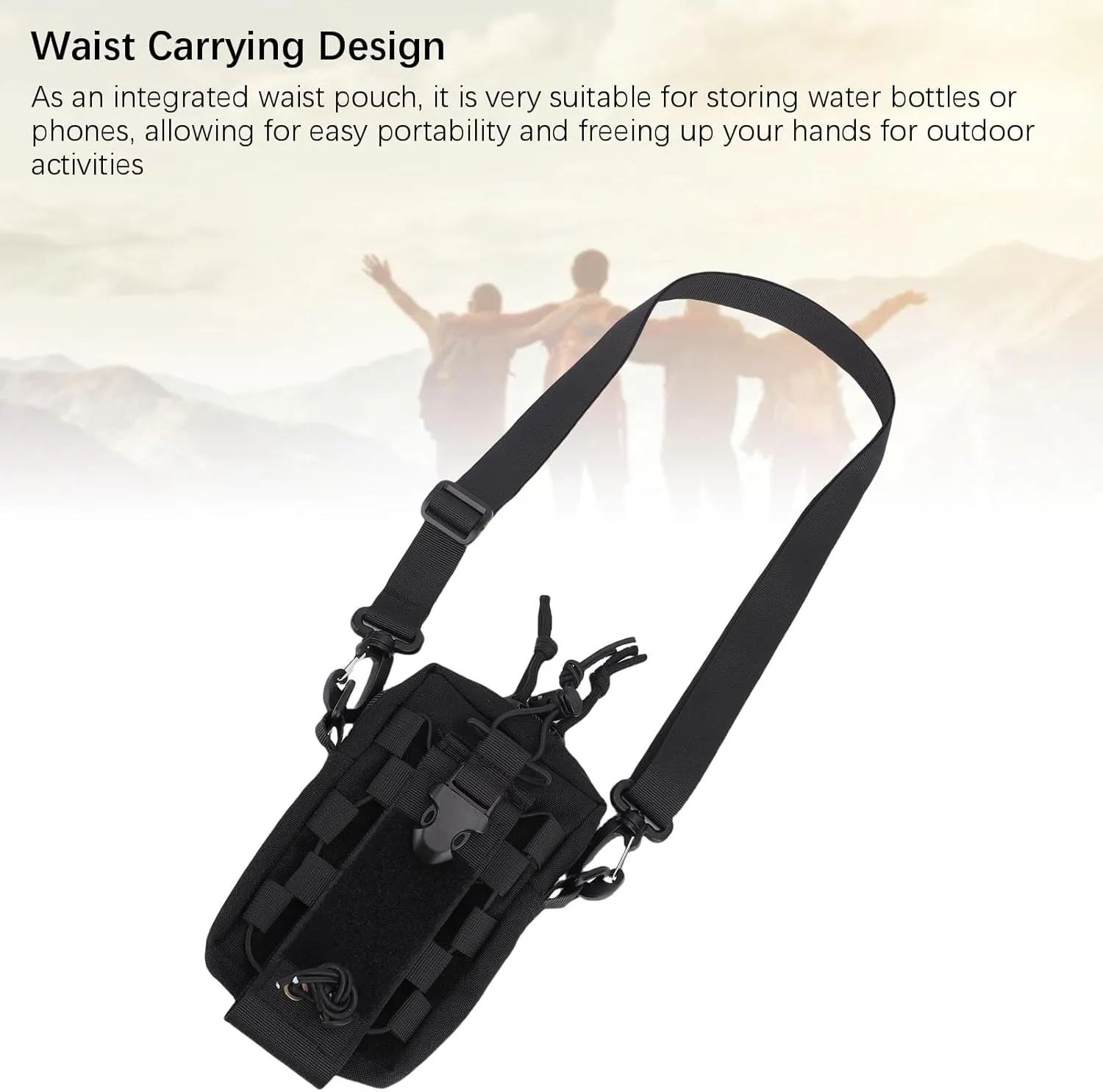 Outdoor Phone Waist Bag Water Bottle Holder Adjustable Buckle Nylon Elastic Hanging Pouch for Travel Hiking Sports with Detachable Design Lightweight Durability
