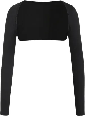 OYOANGLE Women's Long Sleeve Crop Tops Open Front Slim Fit Bolero Shrug Slim Fit Solid Basic Cardigan Tops
