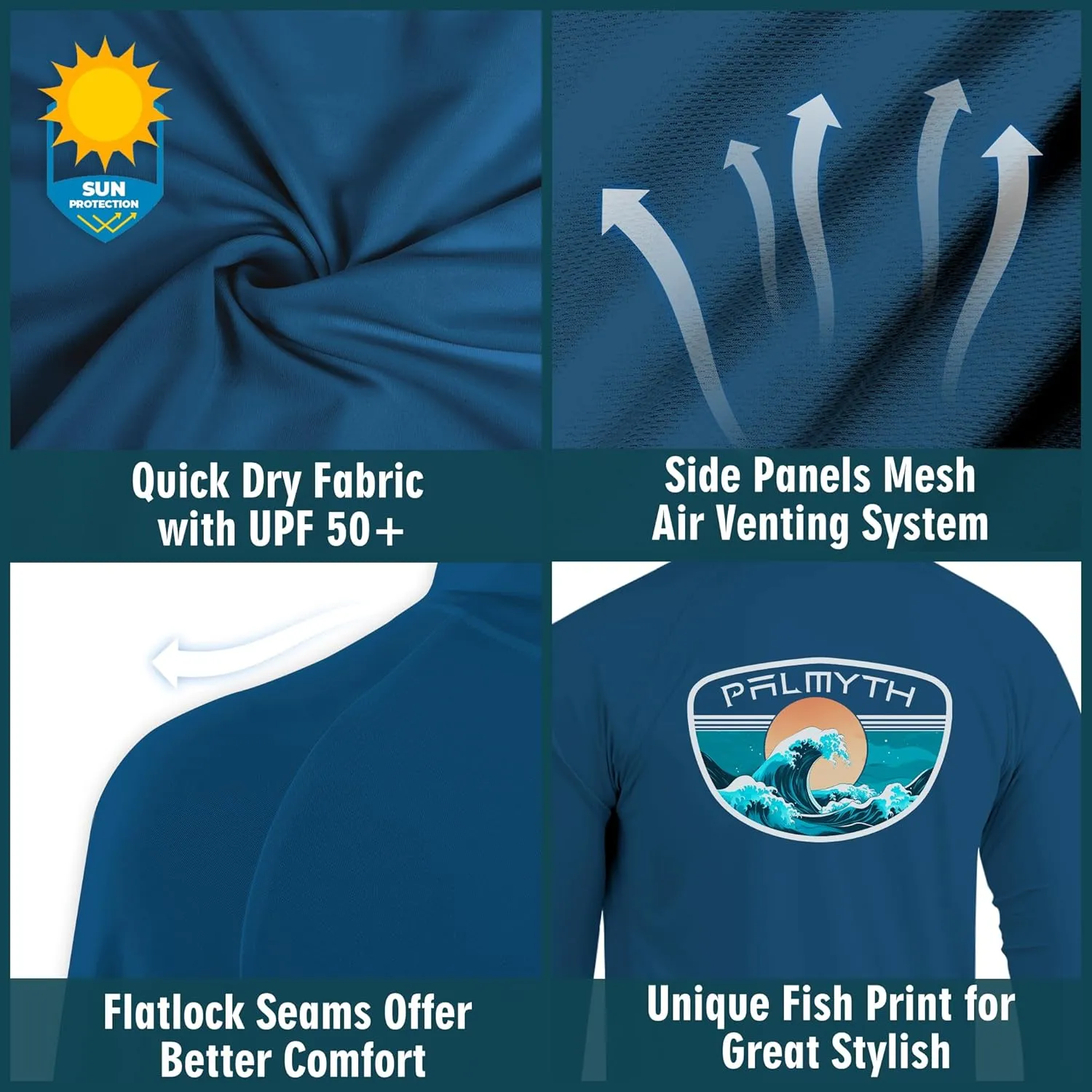 Palmyth Fishing Hoodie for Men Long Sleeve Sun Protection UV UPF 50  Shirts