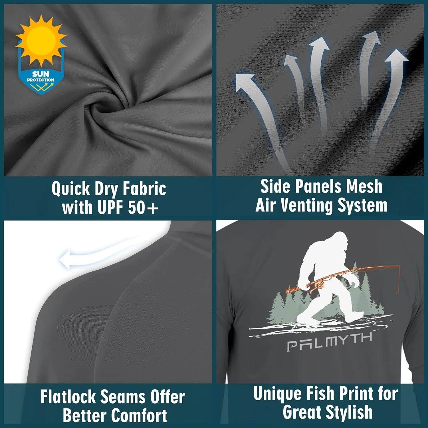 Palmyth Fishing Hoodie for Men Long Sleeve Sun Protection UV UPF 50  Shirts