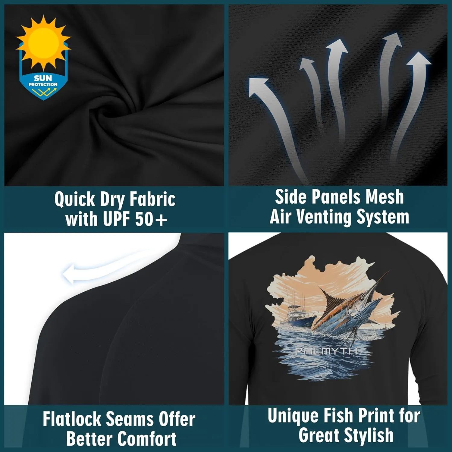 Palmyth Fishing Hoodie for Men Long Sleeve Sun Protection UV UPF 50  Shirts