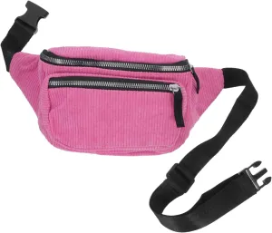 Pink Fashion Waist Bag Lightweight Crossbody Pouch for Women Stylish Corduroy Design Capacity for Outdoor Activities for Shopping Travel and Dog Walking