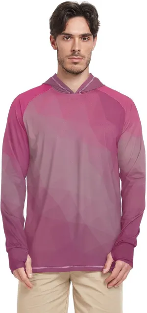 Pink Gradient Sun Shirt Hoodie For Men Long Sleeve Fishing Shirt UPF 50  Quick-Dry UV Rashguard For Men Cooling Hoodies camisas para trabajo manga larga