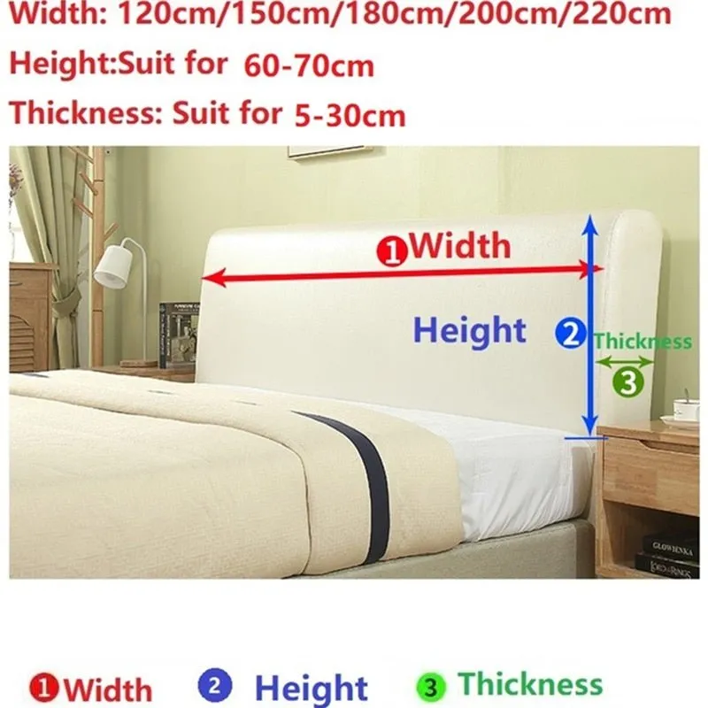 Plush Velvet Bed Headboard Cover Elastic Solid Color Anti-Dust Protector