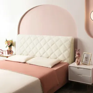 Plush Velvet Bed Headboard Cover Elastic Solid Color Anti-Dust Protector