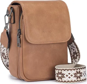 POIUGOYA Small Crossbody Bags for Women Trendy,Leather Triple Compartment Cell Phone Crossbody Wallet Purses with Card Slots