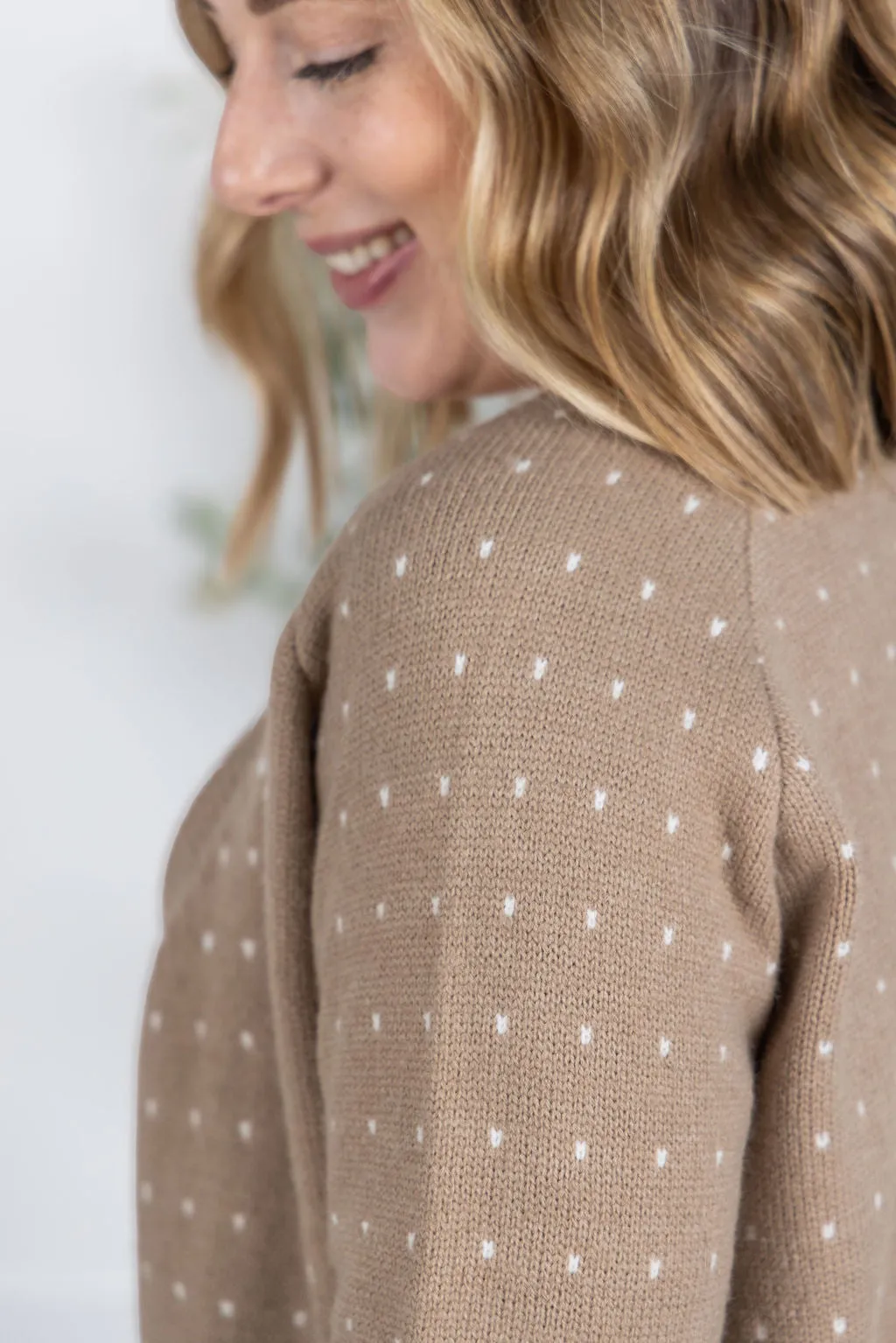 PREBOOK Dalilah Dot Cardigan - Tan