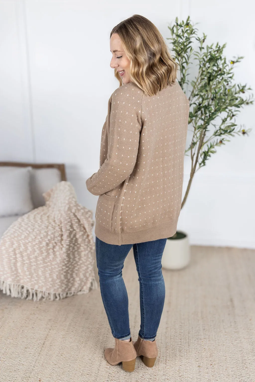PREBOOK Dalilah Dot Cardigan - Tan