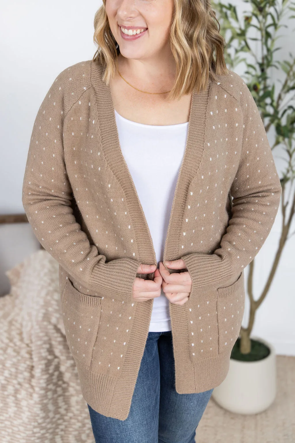 PREBOOK Dalilah Dot Cardigan - Tan
