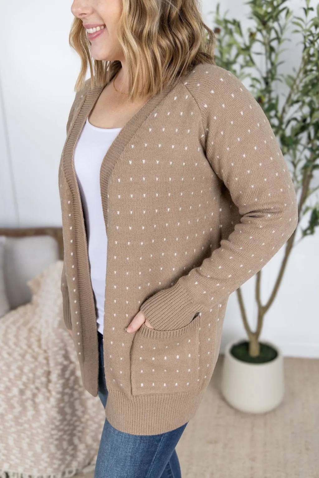 PREBOOK Dalilah Dot Cardigan - Tan
