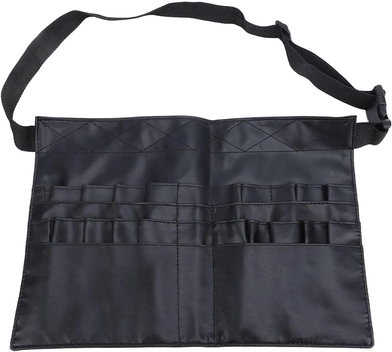 PU Leather Makeup Brush Waist Bag,Multi Pockets Cosmetic Makeup Brush Pouch with Artist Belt Strap for Salon Travel Home