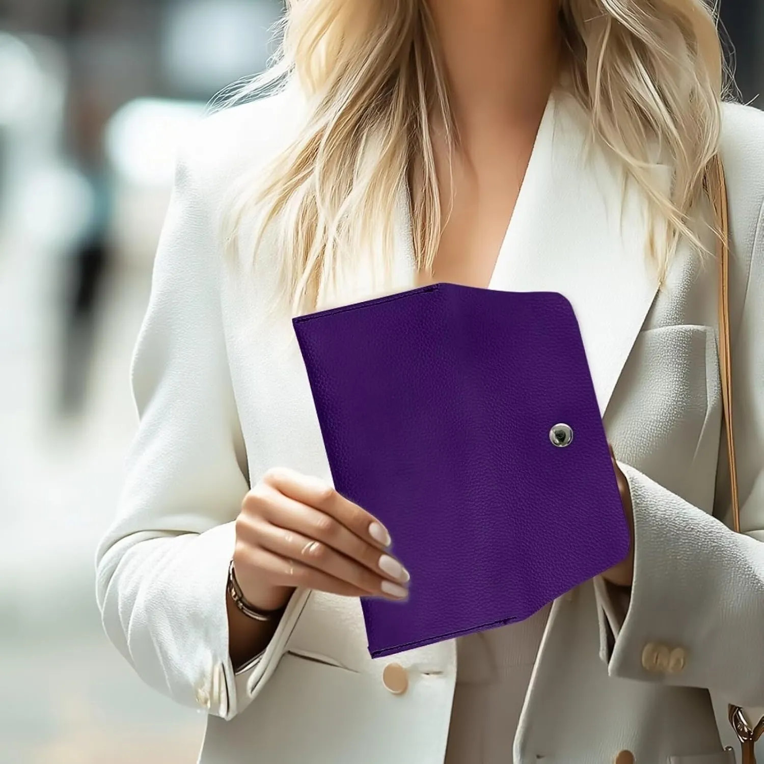 Purple Long Clutch Purses for Women Casual Lightweight Leather Clutch Bags Ladies Portable Cash Purses Pouch for Travel Business Shop Outdoor Use
