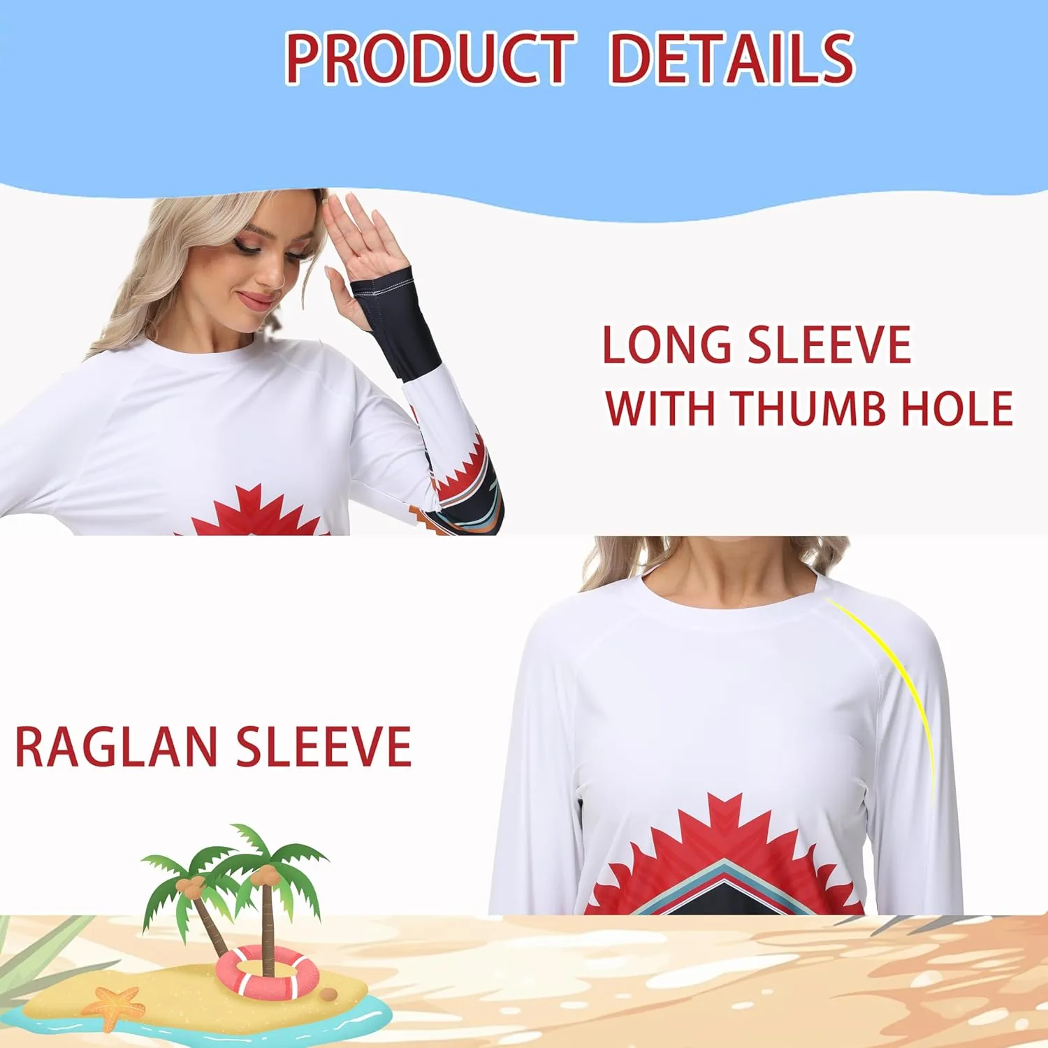 Rash Guard for Women Long Sleeve UPF 50  Womens Swim Shirts Quick Dry UV Protection Water Swimming Tops with Thumb Holes