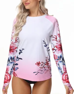 Rash Guard for Women Long Sleeve UPF 50  Womens Swim Shirts Quick Dry UV Protection Water Swimming Tops with Thumb Holes