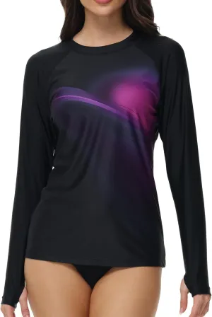 Rash Guard for Women Long Sleeve UPF 50  Womens Swim Shirts Quick Dry UV Protection Water Swimming Tops with Thumb Holes