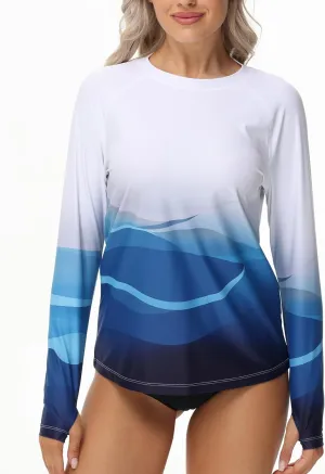 Rash Guard for Women Long Sleeve UPF 50  Womens Swim Shirts Quick Dry UV Protection Water Swimming Tops with Thumb Holes