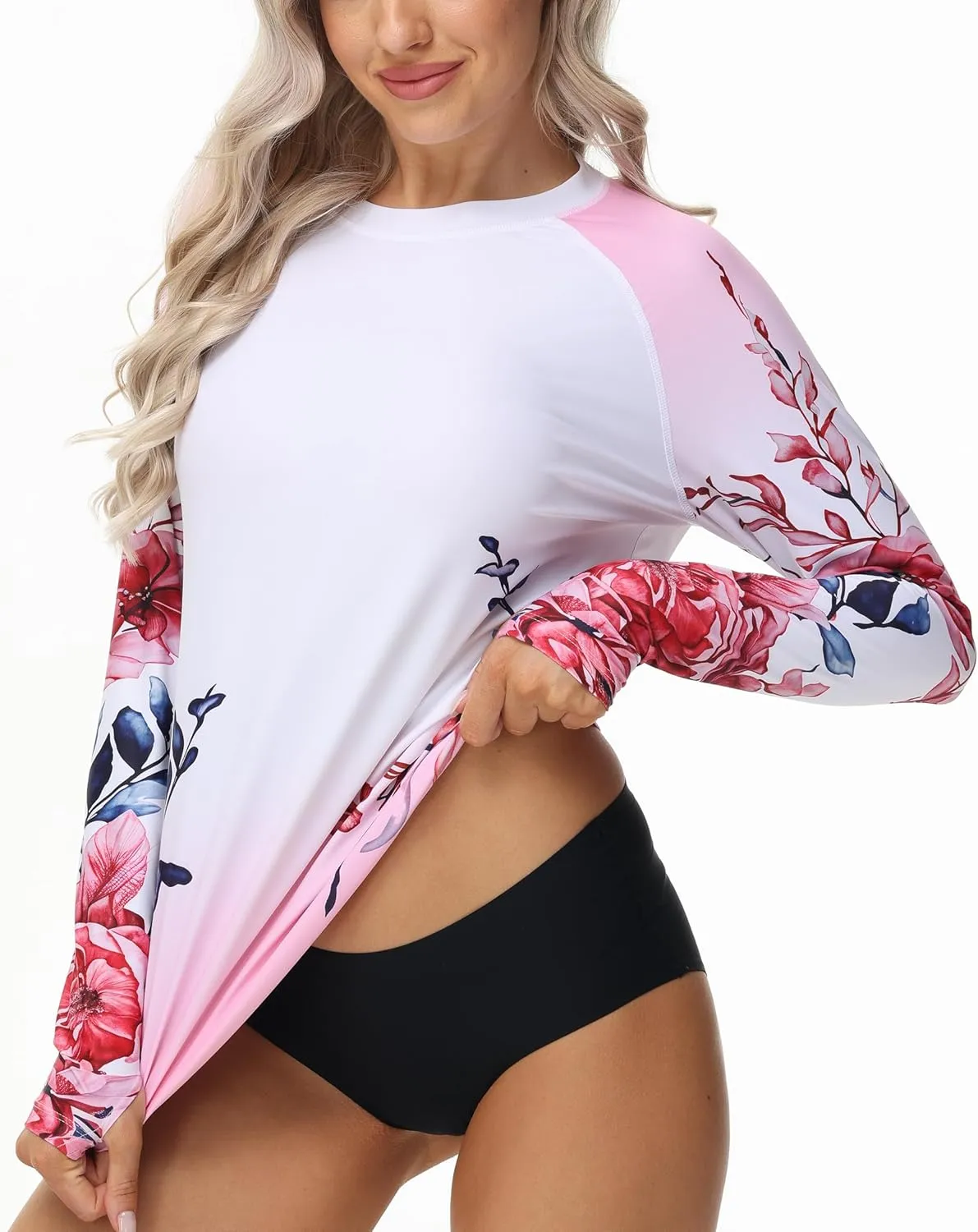 Rash Guard for Women Long Sleeve UPF 50  Womens Swim Shirts Quick Dry UV Protection Water Swimming Tops with Thumb Holes