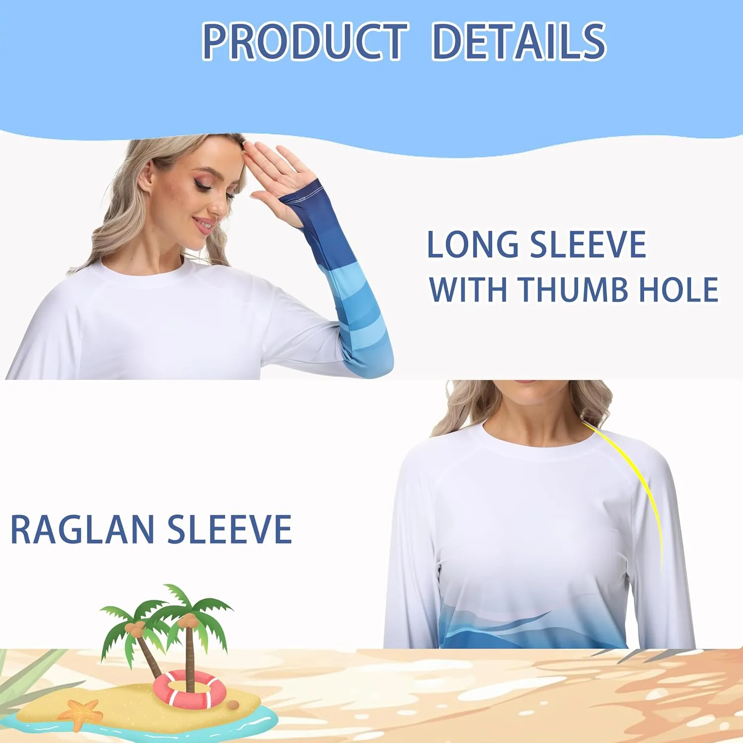 Rash Guard for Women Long Sleeve UPF 50  Womens Swim Shirts Quick Dry UV Protection Water Swimming Tops with Thumb Holes
