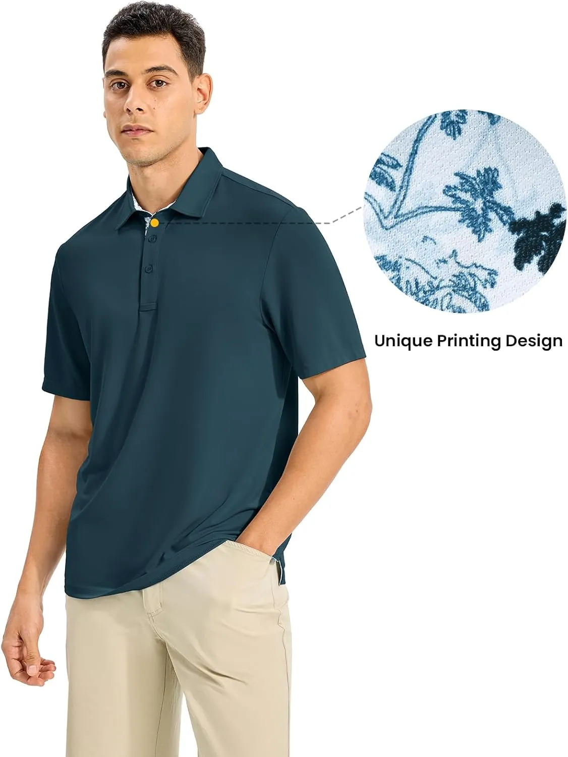 Rdruko Mens Polo Shirts Short Sleeve Dry Fit Moisture Wicking Sports Golf Tennis T-Shirt