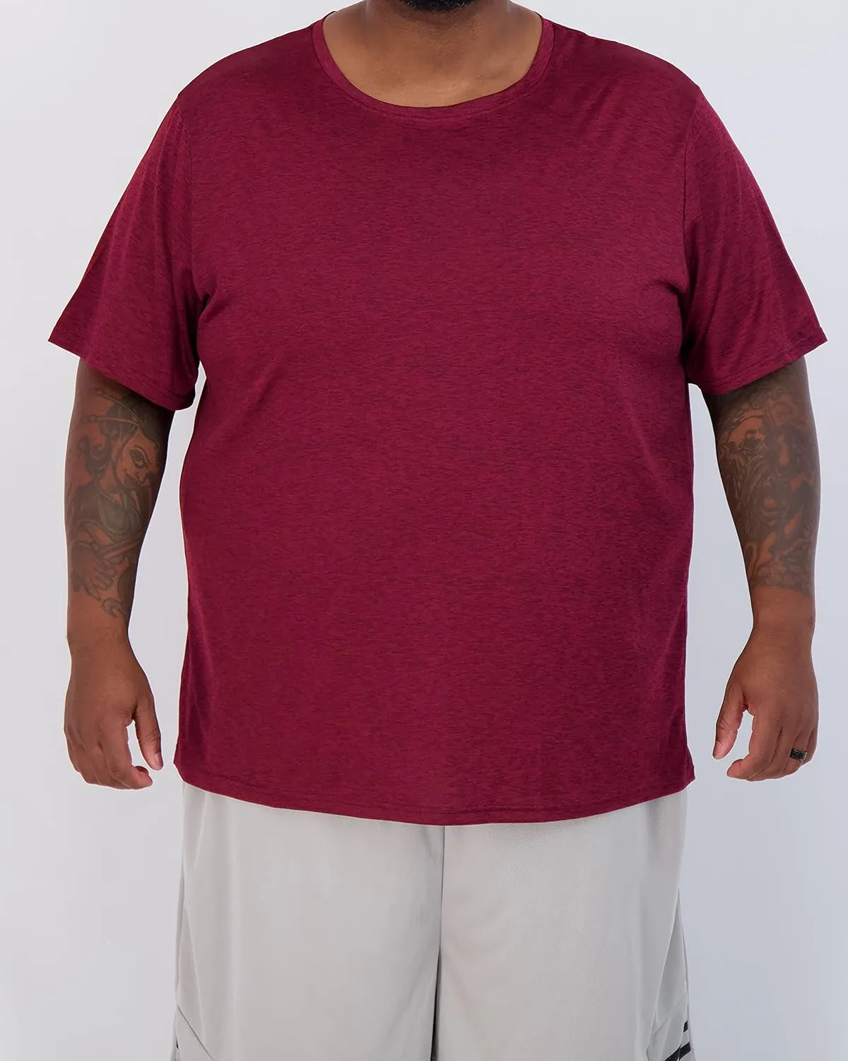 Real Essentials 3 Pack: Mens Big & Tall Tech Stretch Long-Sleeve & Short-Sleeve Dry-Fit T-Shirt (3XT-5XT)