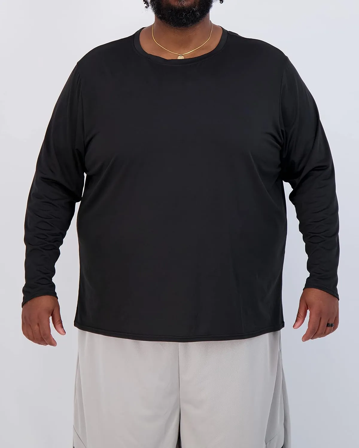 Real Essentials 3 Pack: Mens Big & Tall Tech Stretch Long-Sleeve & Short-Sleeve Dry-Fit T-Shirt (3XT-5XT)