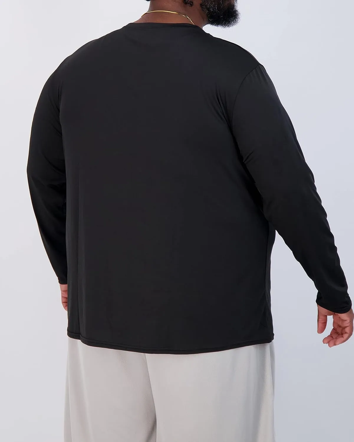 Real Essentials 3 Pack: Mens Big & Tall Tech Stretch Long-Sleeve & Short-Sleeve Dry-Fit T-Shirt (3XT-5XT)