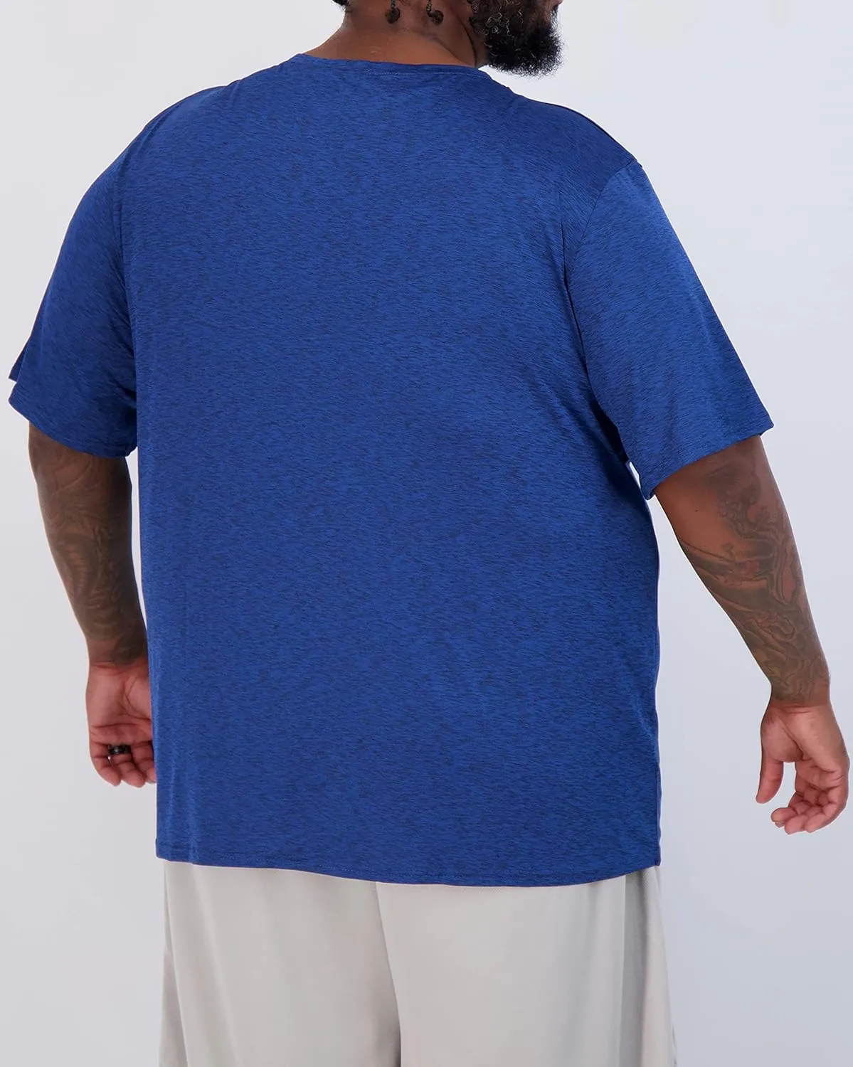 Real Essentials 3 Pack: Mens Big & Tall Tech Stretch Long-Sleeve & Short-Sleeve Dry-Fit T-Shirt (3XT-5XT)