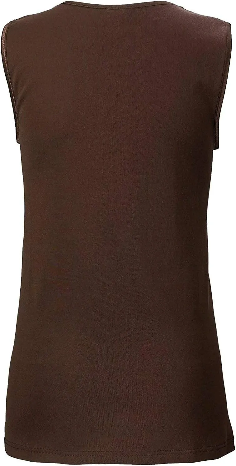 Rosette Womens Sleeveless Undershirt - Cotton  High Neck, Full shoulder design