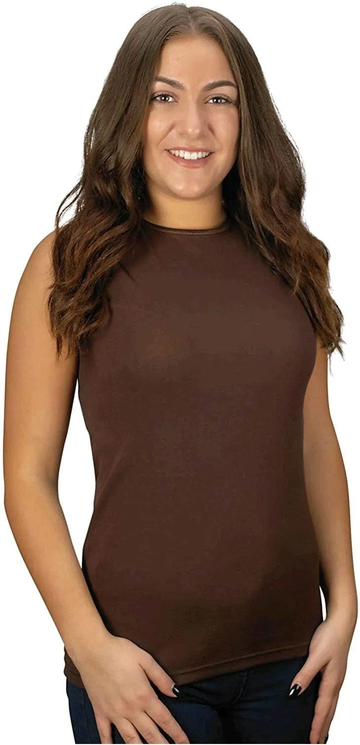 Rosette Womens Sleeveless Undershirt - Cotton  High Neck, Full shoulder design