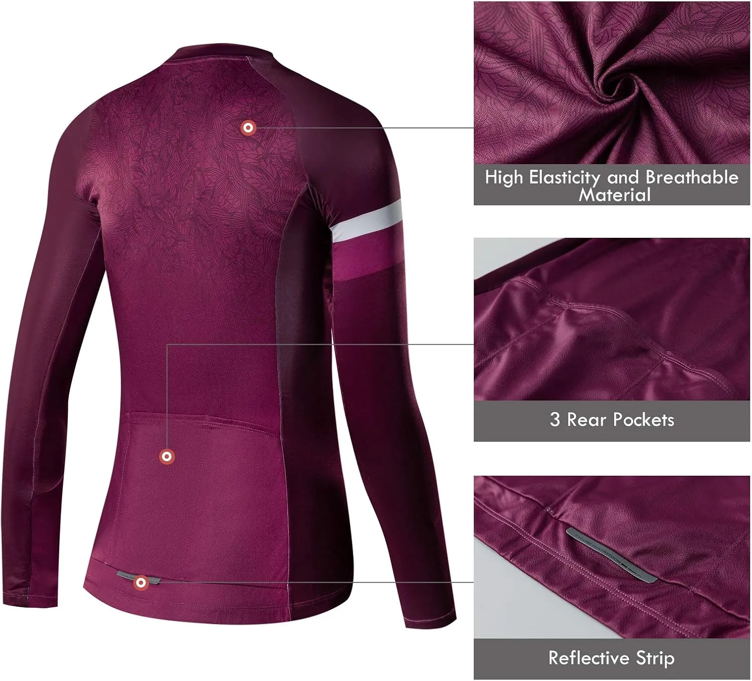 Santic Cycling Jersey Women's Long Sleeve Tops Bike Shirts Bicycle Jacket with Pockets