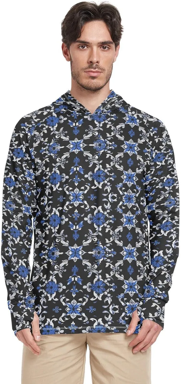 Seamless Pattern Simple Seamless White Background_2 Mens Hoodie Sun Protection Long Sleeve UPF 50   Sun Shirt With Hood Quick Dry UV Hooded Rash Guard Sailing Rash Guard camisas para