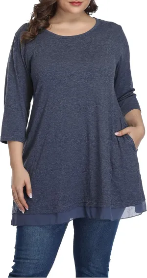 Shiaili Heather Plus Size Tunic Tops for Women Long Flowy Shirts for Leggings