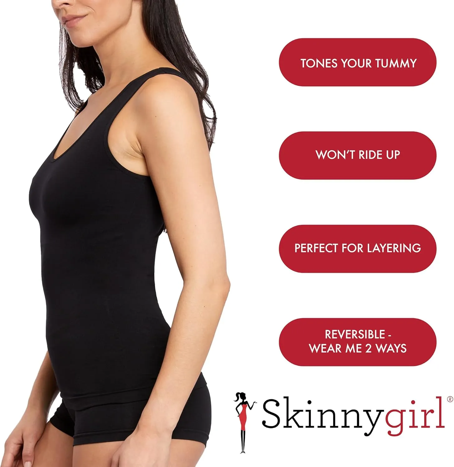 Skinnygirl Women's Scoop Neck Seamless Shaping Camisole, 3-Pack