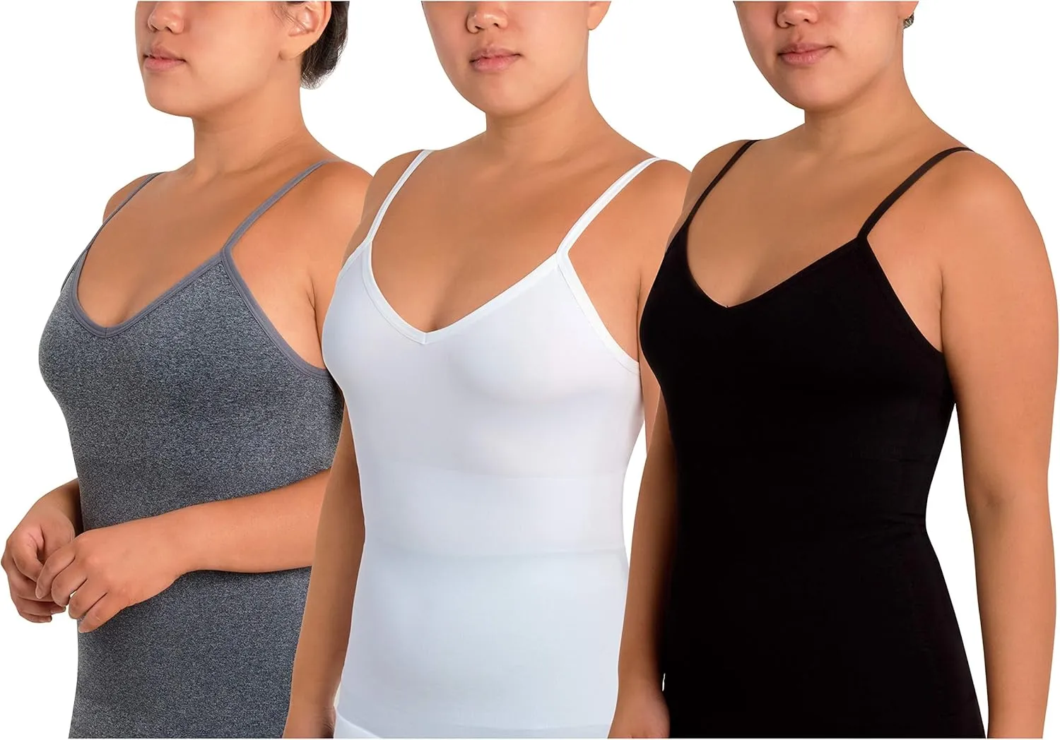 Skinnygirl Women's Scoop Neck Seamless Shaping Camisole, 3-Pack