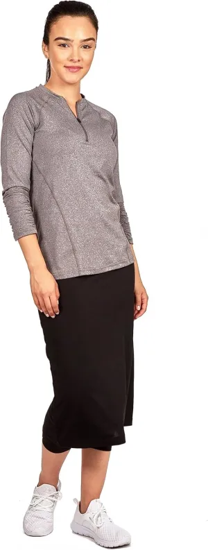 Snoga Womens Modest Midi Athletic Pencil Skirt w Leggings| Chlorine & Waterwear Friendly Kosher Pencil Skirted Capri Legging