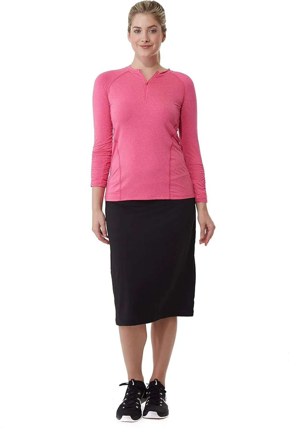 Snoga Womens Modest Midi Basic Skort with Leggings  Chlorine & Waterwear Friendly Kosher Mid-Length Skirt w Attached Shorts