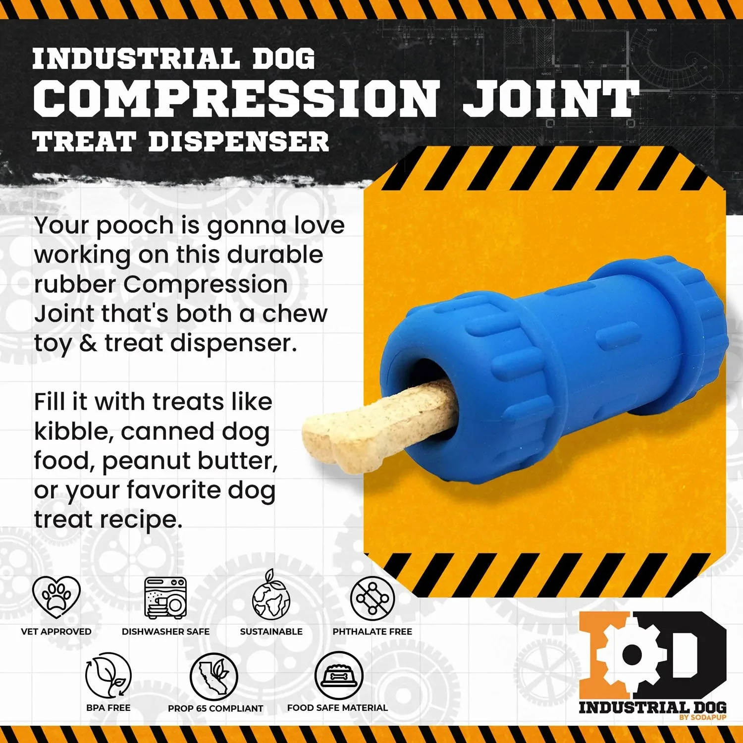 SodaPup ID Bone Rubber Treat Dispenser Toy