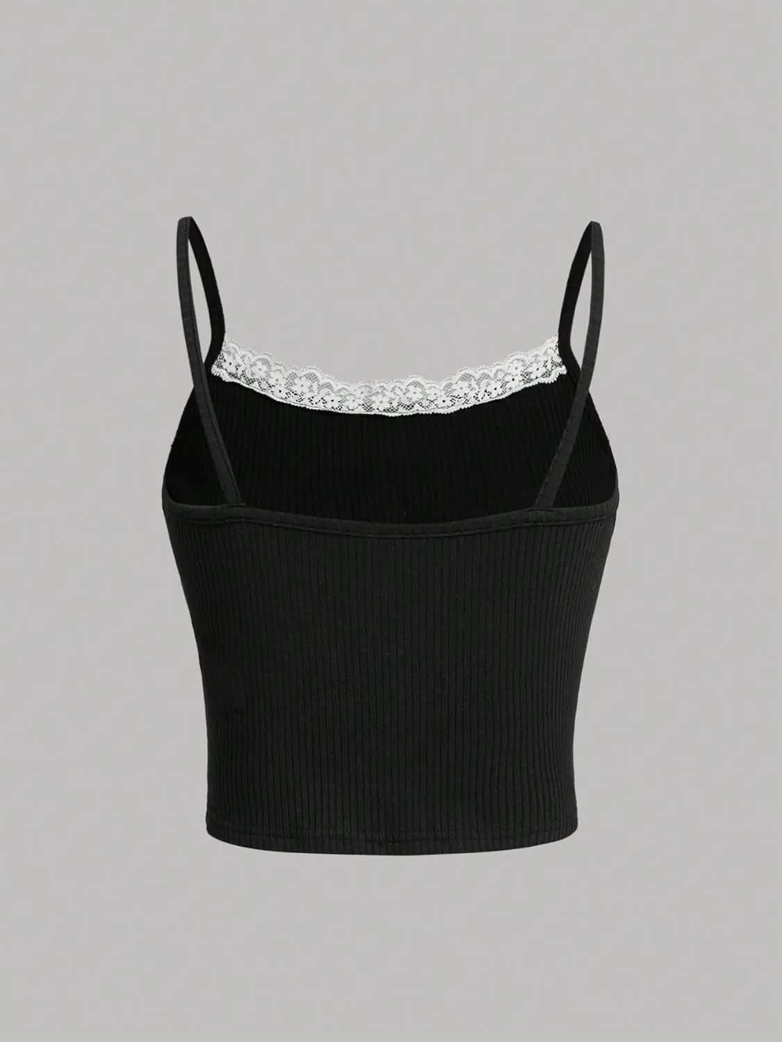 SOLY HUX Girl's Sleeveless Star Print Lace Trim Camisoles Spaghetti Strap Ribbed Crop Tank Tops